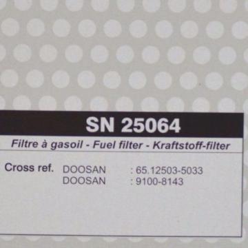 Fuel Filter SN 25064 for KOBELCO  part # VH23390E0020 &amp; DOOSAN # 9100-8143