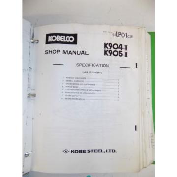 Kobelco K904 II K905 II Excavator SHOP MANUAL WORKSHOP Service