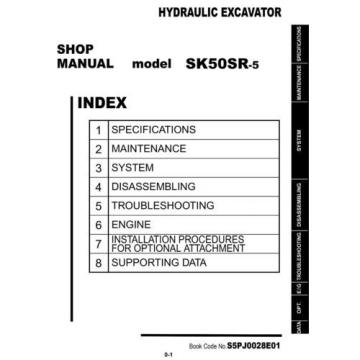 KOBELCO SK50SR-5 EXCAVATOR SERVICE SHOP MANUAL