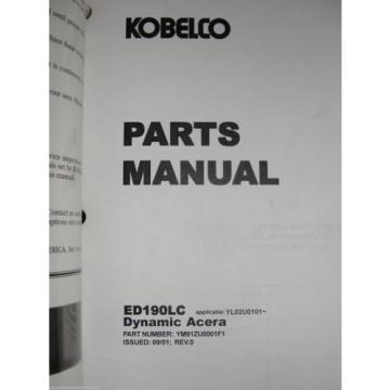 Kobelco ED 190LC Dynamic Acera excavator parts manual YM91ZU0001F1