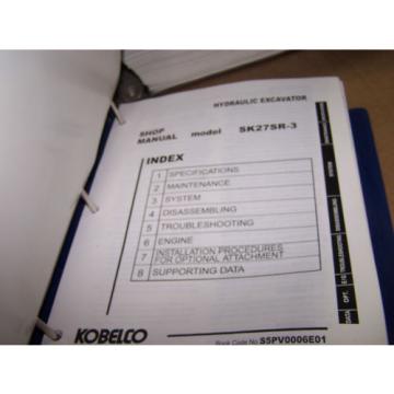 KOBELCO SK27SR-3 HYDRAULIC EXCAVATOR SERVICE MANUAL S/N PV10-27001--