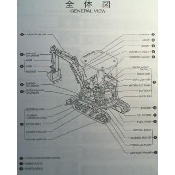 Kobelco SK13SR S/N PE01-00101- Excavator Parts Manual S3PE00001ZE-04 7/03