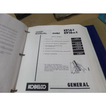 KOBELCO SK916 K916LC II EXCAVATOR SERVICE / SHOP MANUAL S/N LS-0201--, YS-0201--