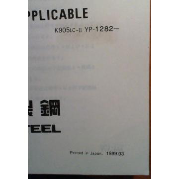 Kobelco K905LC-II S/N 1282- Excavator Parts Manual S4LP15112 3/89