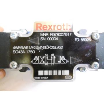 REXROTH 4WE6W61/EG24N9DK25L/62 HYDRAULIC SOLENOID VALVE R978007917 24V   NEW