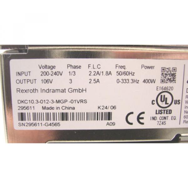 INDRAMAT REXROTH  DRIVE CONTROLLER  DKC10.3-012-3-MGP-01VRS   60 Day Warranty! #8 image
