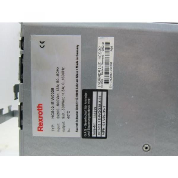 REXROTH HCS02.1E-W0028-A-03-NNNN IndraDrive C SERVO DRIVE SERCOS INTERFACE #9 image