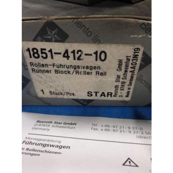 NEW REXROTH 1851-412-10 LINEAR RUNNER BLOCK ROLLER RAIL / D-97419 BEARING (U3) #2 image