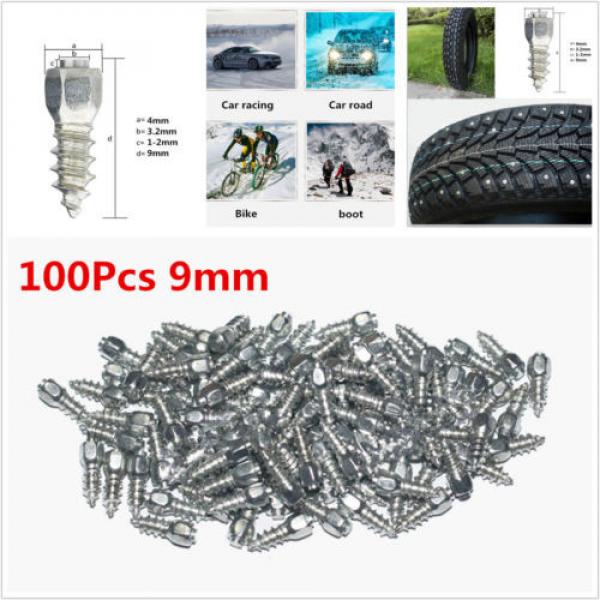 100Pcs Universal 9mm Screw in Tire Stud Snow Spikes Racing Track Tire Ice Studs #1 image