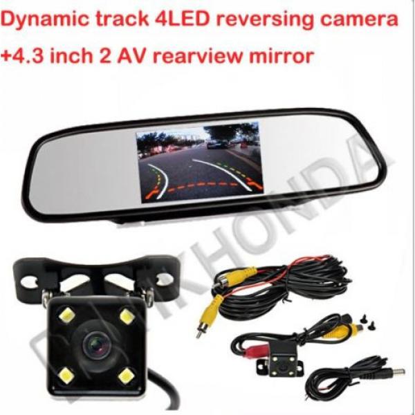 4.3 TFT mirror Monitor + 4 LED Car Dynamic Track Rear View Reverse CCD Camera #1 image