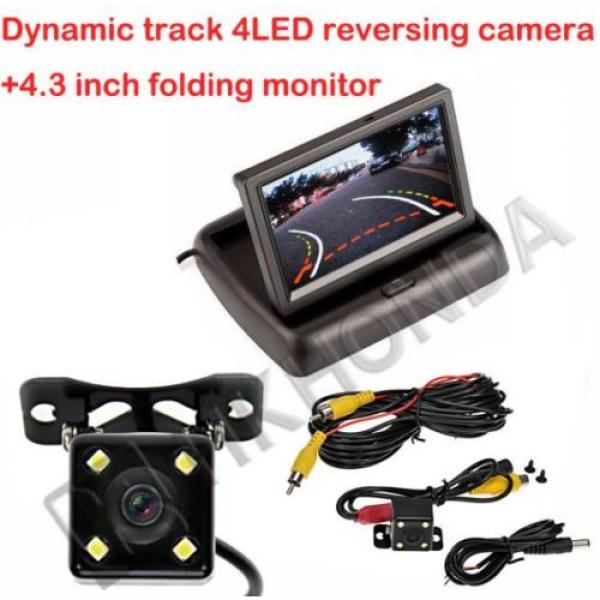 4.3 TFT Flodable Monitor + 4 LED Car Dynamic Track Rear View Reverse CCD Camera #1 image