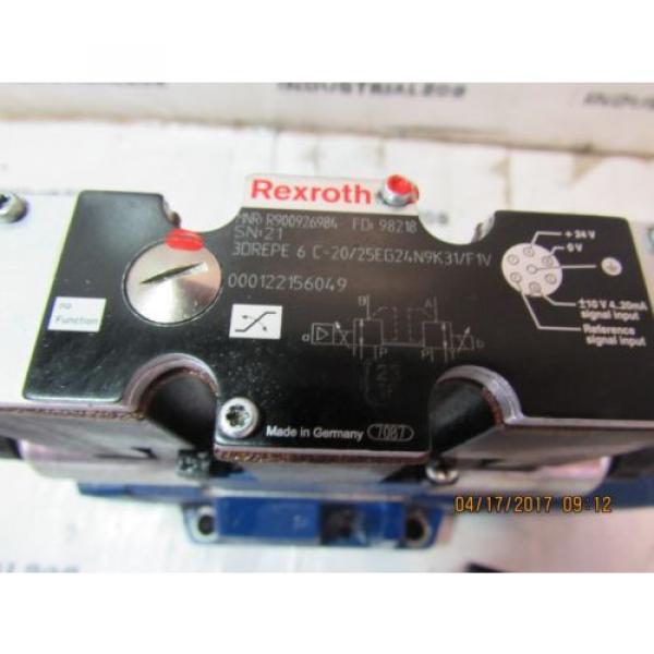 REXROTH 3DREPE6C-20/25EG24N9K31/F1V HYDRAULIC PROPORTIONAL VALVE USED #2 image