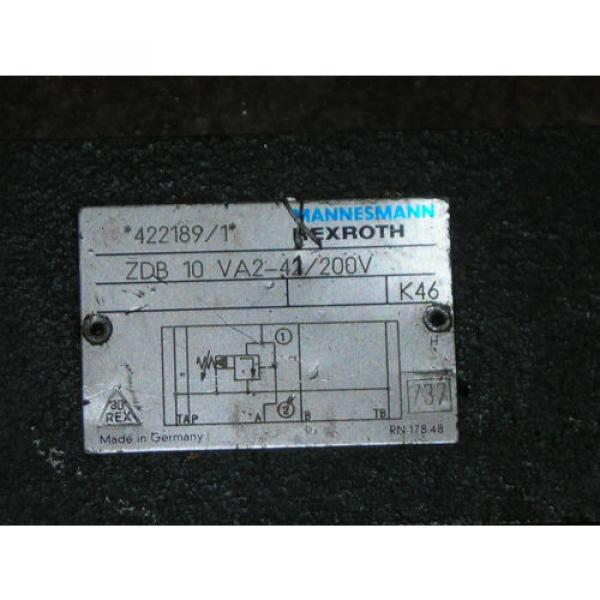 REXROTH HYDRAULIC VALVE MODEL # ZDB-10-VA2-41/200V INDUSTRIAL #2 image