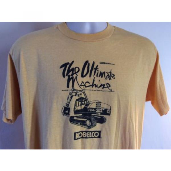 Vtg 80s Kobelco T-Shirt Yellow XL Hanes Construction Vehicle Backhoe Hanes 50/50 #2 image