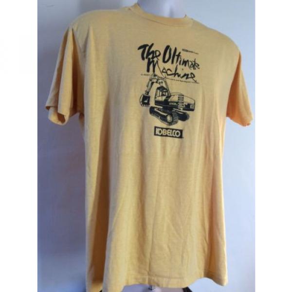 Vtg 80s Kobelco T-Shirt Yellow XL Hanes Construction Vehicle Backhoe Hanes 50/50 #4 image