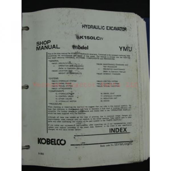 Kobelco SK150LC Mark IV Excavator Service Shop Repair Manual #3 image