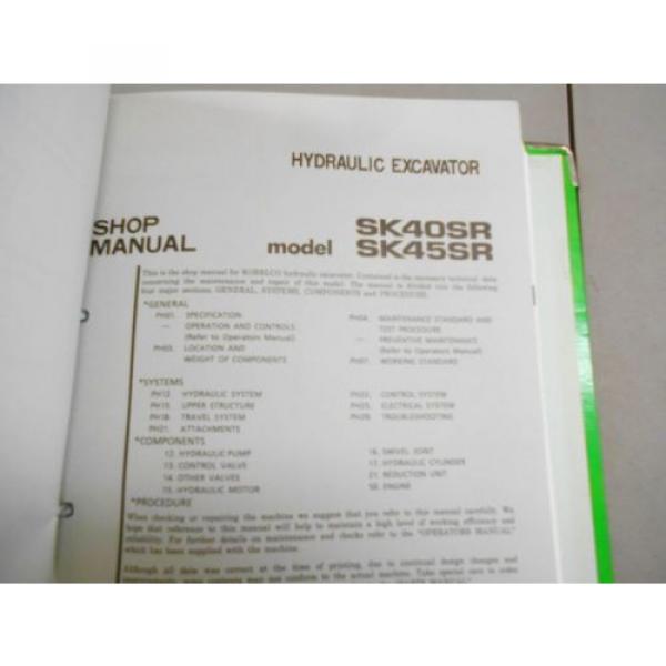 KOBELCO SK40SR SK45SR EXCAVATOR SERVICE SHOP MANUAL S5PH0001E (1) #3 image