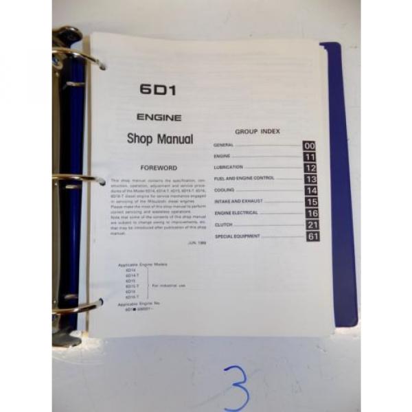 KOBELCO  MITSUBISHI 6D1 DIESEL ENGINE SHOP MANUAL 909 LCII #2 image