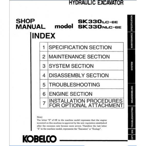 Kobelco SK330 LC-6E NLC-6E Hydraulic Excavator Shop Service Manual #1 image