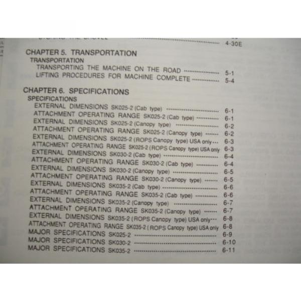 Kobelco Hydraulic Excavator OPERATORS MANUAL SK025 SK030 SK035 &#034;-2&#034; Service #6 image