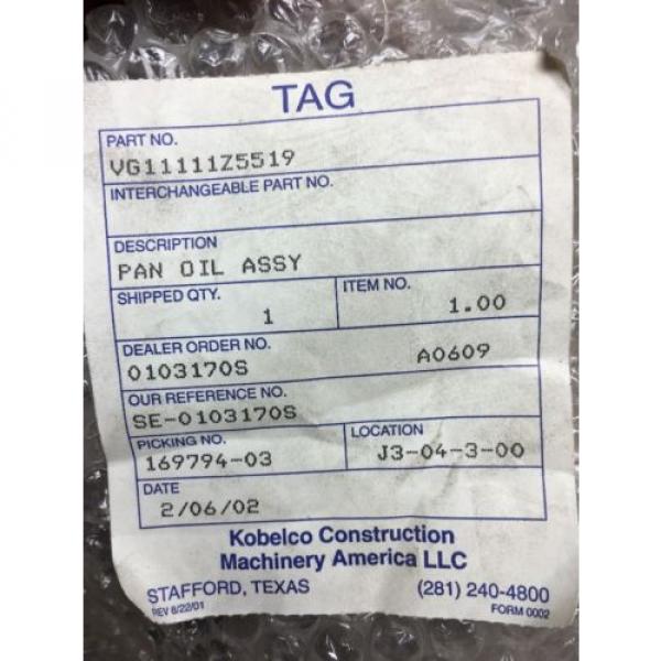 Gasket#VG11121Z5000 And Oil Pan#VG11111Z5519 (BRAND NEW) Kobelco #8 image