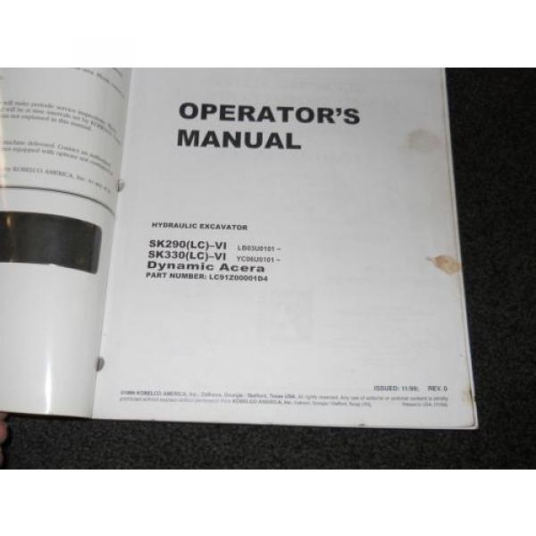 Kobelco SK290(LC)-VI SK330(LC)-VI Operators Manual #3 image