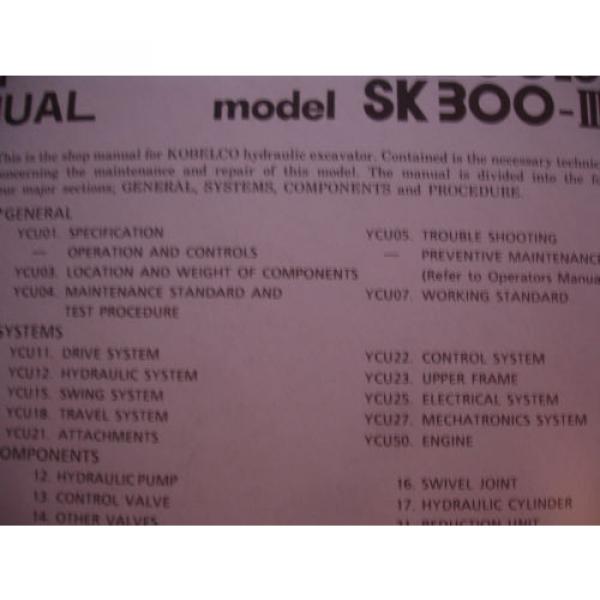 Kobelco Hydraulic Excavator Service SHOP MANUAL Model SK300-III  SK300LC-III OEM #6 image