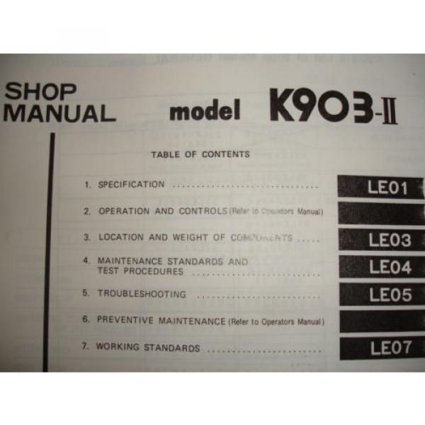 Kobelco K903 K903-II HYD Excavator SHOP MANUAL PARTS &amp; OPERATORS Catalog Service #6 image