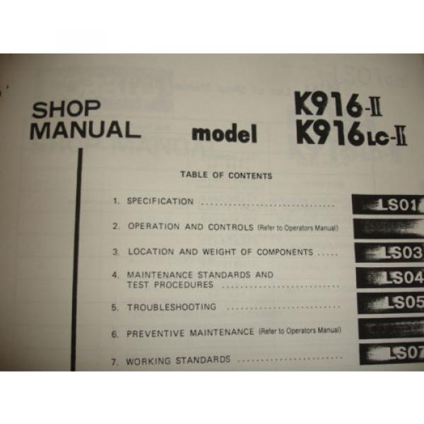 Kobelco K916 K916-II HYD Excavator SHOP MANUAL PARTS &amp; OPERATORS Catalog Service #4 image