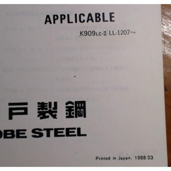 Kobelco K909LC-II S/N LL-1207- Excavator Parts Manual S4LL15015 3/88 #7 image