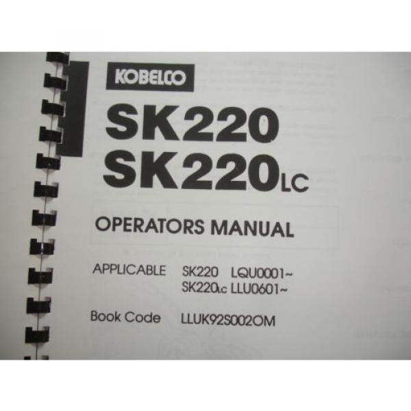 Kobelco Excavator OPERATORS &amp; PARTS MANUAL SK220 SK220LC  Shop Service Catalog #6 image