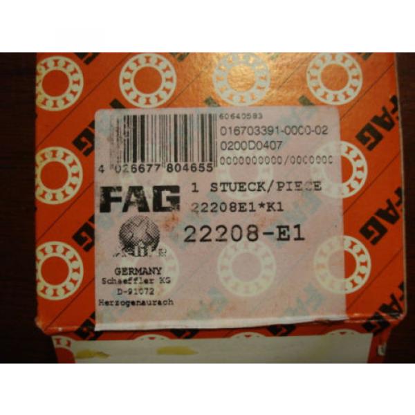 FAG Spherical Roller Bearing, 40mm x 80mm x 23mm,22208-E1*K1, 1111eDE2 #5 image