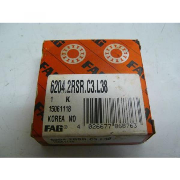 NEW FAG 6204.2RSR.C3.L38 BALL BEARING 20MM ID 47MM OD 14MM HT #3 image